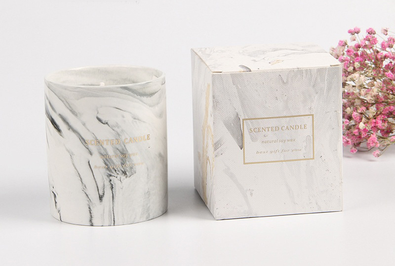 Pink Marble-Print Wooden-Wick Marble Jar Candle