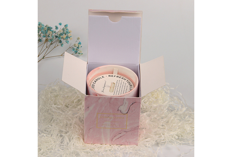 Pink Marble-Print Wooden-Wick Marble Jar Candle