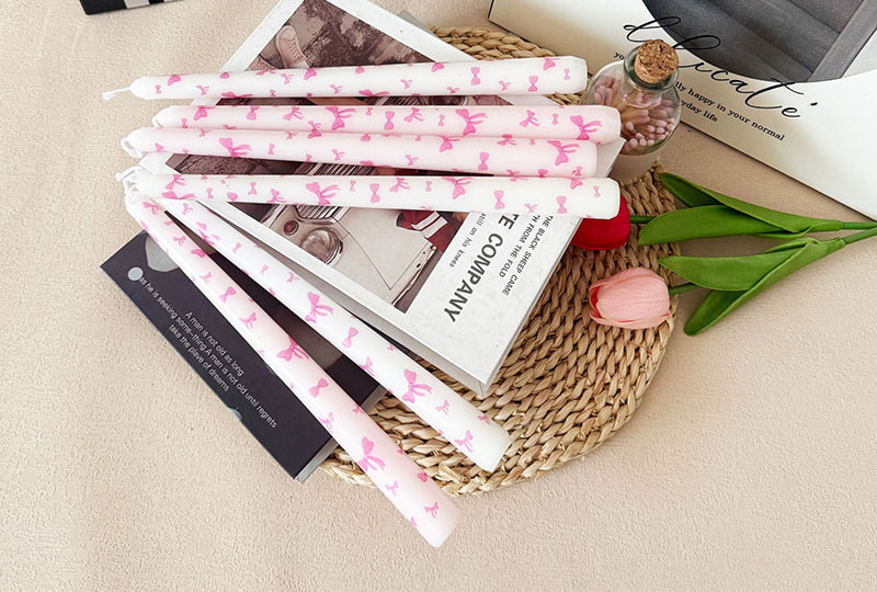Bow-Print Taper & Holder Festival Series Handmade Candle