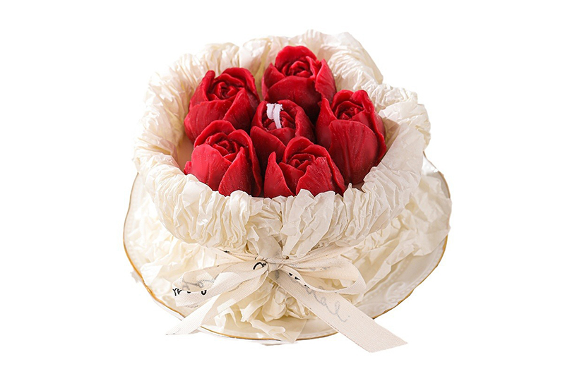 Multi-Rose Cluster Ruffle-Base Flower Series Handmade Candle