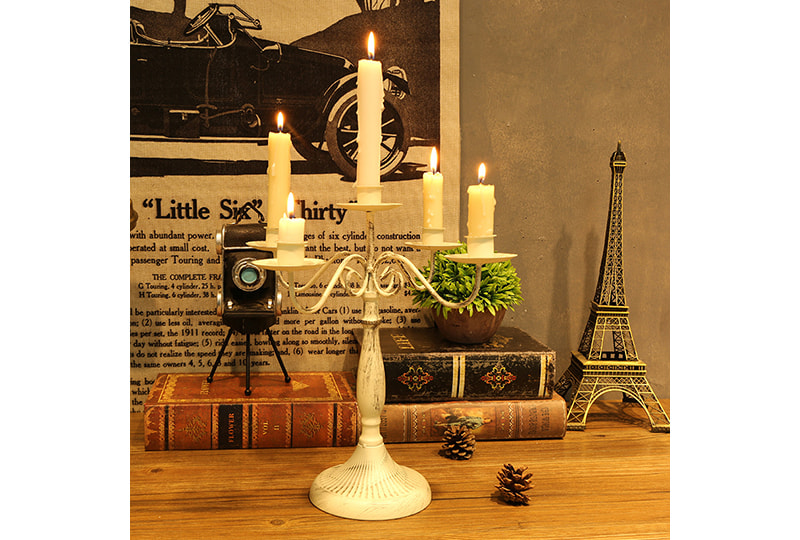 Ornate Multi-Arm Scrolled Metal Candle Holder