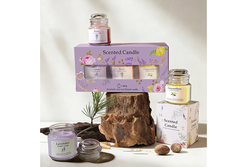 3-Scent Botanical Soy Candle Set — Rose, Lavender & Osmanthus